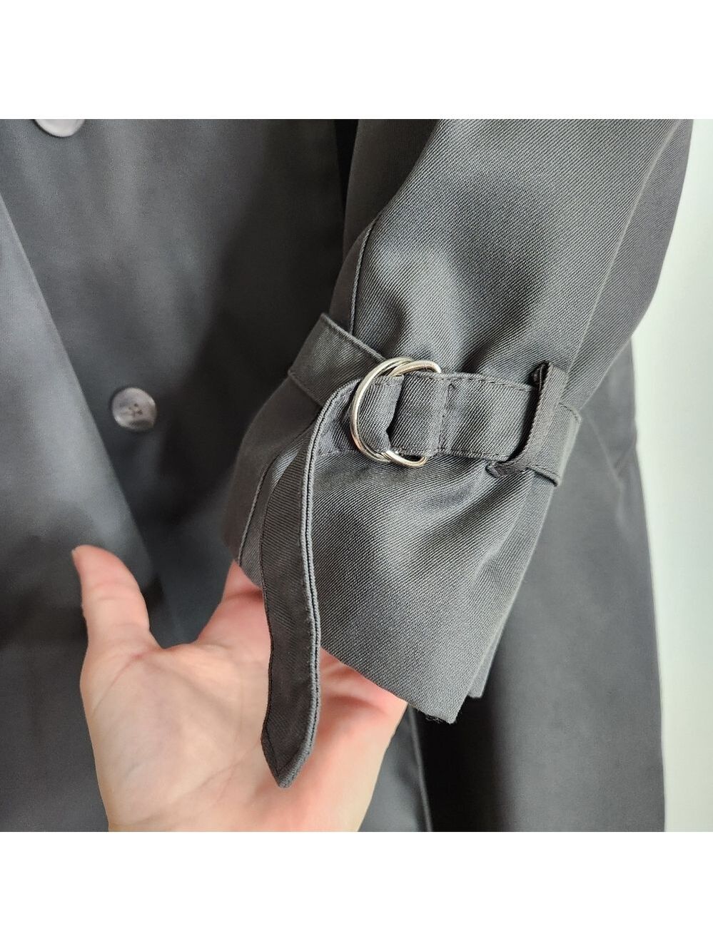 Vintage Hudson Bay Dark Grey Removable Liner Trenchcoat Size 12 - Picture 4 of 16